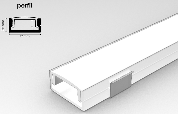 Perfil de Marcenaria Vazio Branco 2m – Embutir ou Sobrepor (17mm x 7,5mm altura)