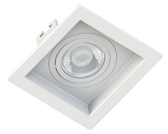Spot Embutido Quadrado Recuado Branco MR16 em PP – 100x100x35mm