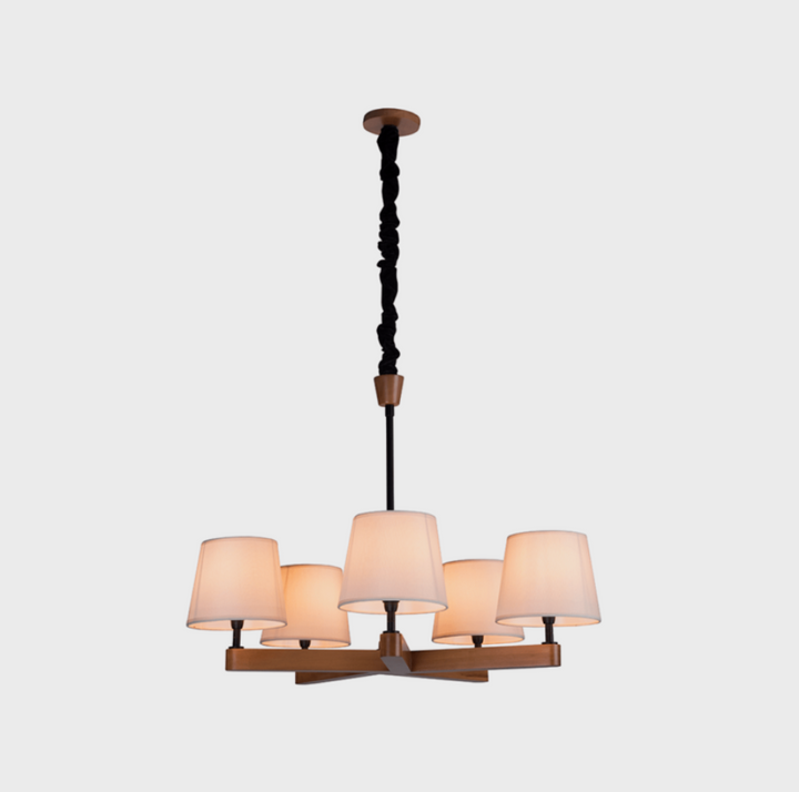 LUSTRE YASMIN  3 LAMP. E27 CASTANHO CUP. BRANCA MADELUSTRE