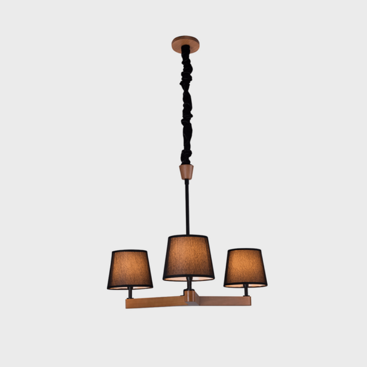 LUSTRE YASMIN  3 LAMP. CASTANHO CUP.PRETA MADELUSTRE