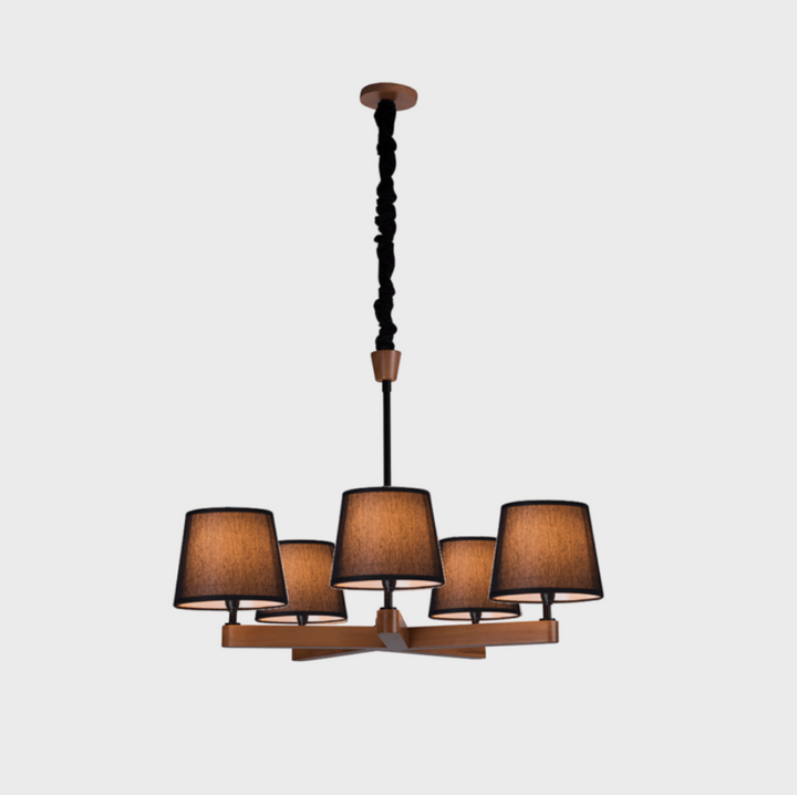 LUSTRE YASMIN 5 LAMP. CASTANHO CUP. PRETA MADELUSTRE