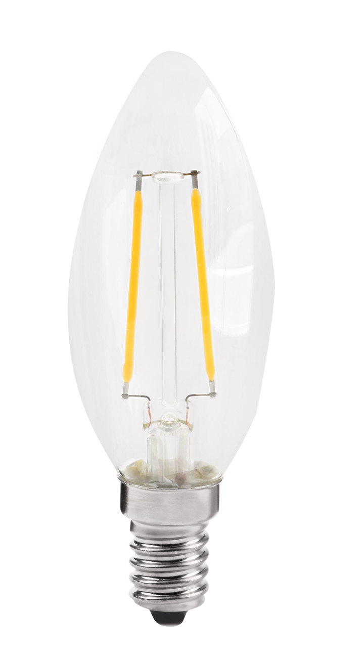LÂMPADA LED VELA LISA FILAMENTO E14 EVOLED 2W 127V 2700K