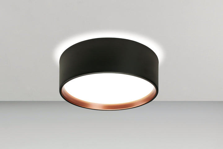 PLAFON CIRCLE 2 CFL 11W DIAMETRO 110X160MM PRETO TOTAL COBRE BRILHO